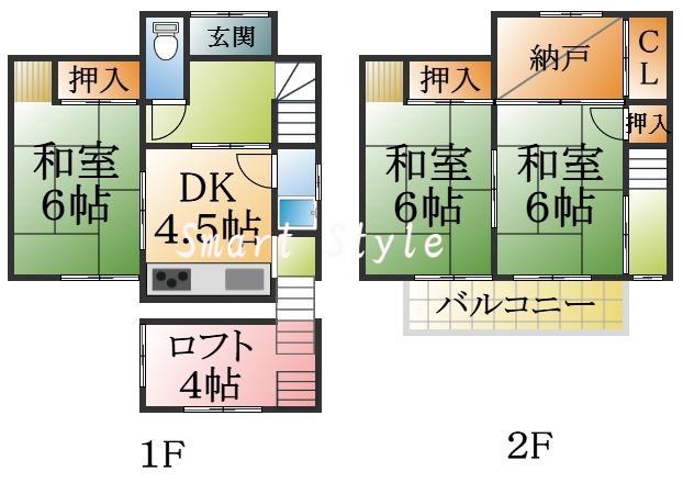 西山町三丁目貸戸建ての間取り