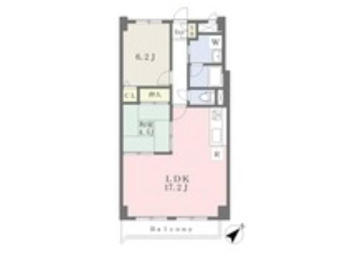 上山手町の完工年月(1995年1月)築の賃貸マンションの間取り