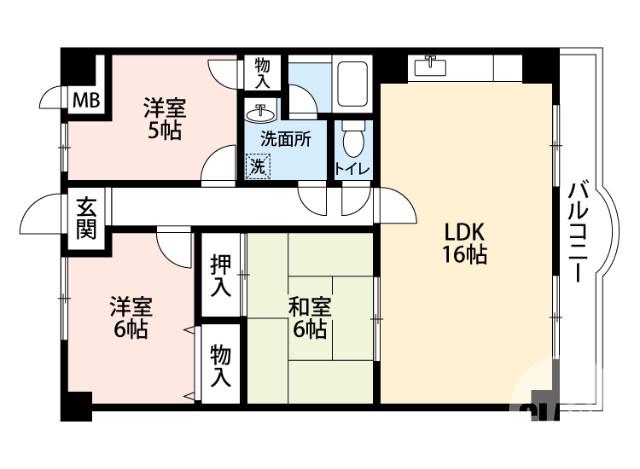 蔵前町の完工年月(1992年5月)築の賃貸マンションの間取り