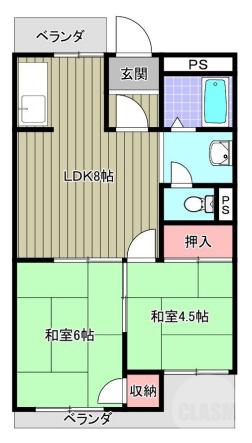 長野東の完工年月(1974年5月)築の賃貸マンションの間取り