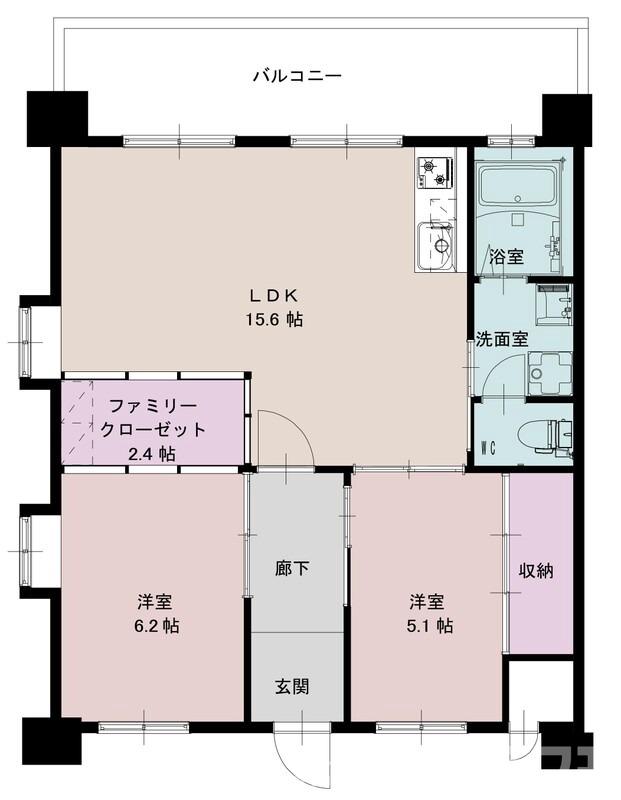 醍醐中市営住宅1号棟の間取り