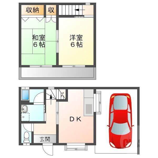 原町の完工年月(1998年11月)築の賃貸一戸建ての間取り
