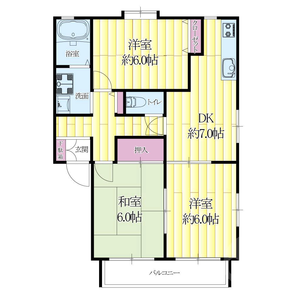 佐井寺南が丘の完工年月(1997年3月)築の賃貸アパートの間取り
