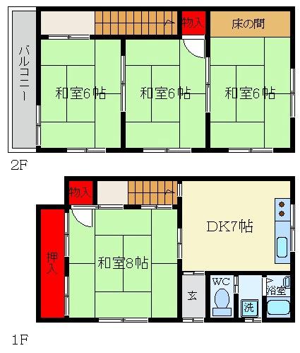 清水町20-12貸家の間取り