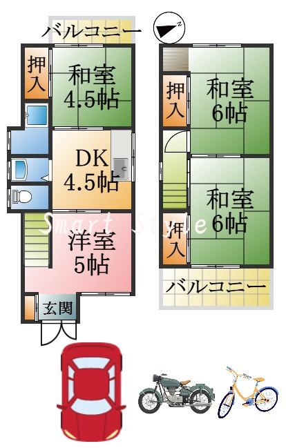 旭が丘3丁目貸家の間取り