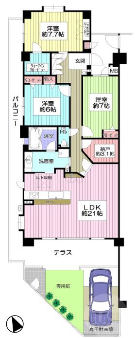 長野西の完工年月(2003年2月)築の賃貸マンションの間取り