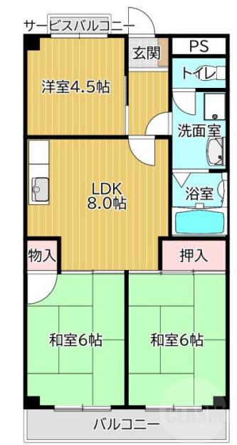 新芦屋上の完工年月(1987年2月)築の賃貸マンションの間取り