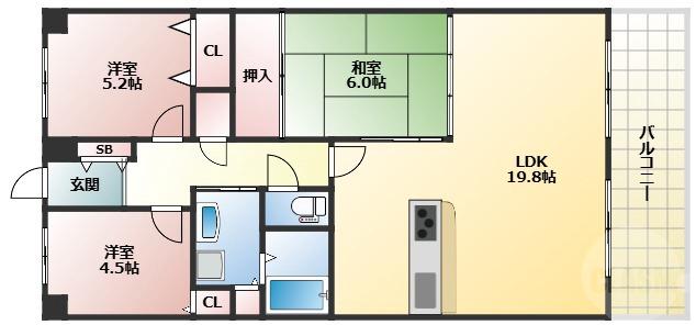 ファミールハイツ北大阪1号棟の間取り