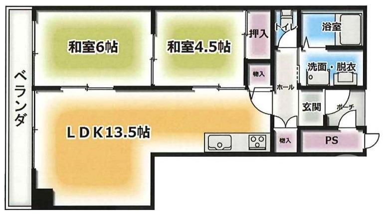 深阪の完工年月(1996年3月)築の賃貸マンションの間取り