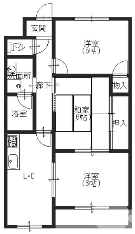 北花田町の完工年月(1988年10月)築の賃貸マンションの間取り