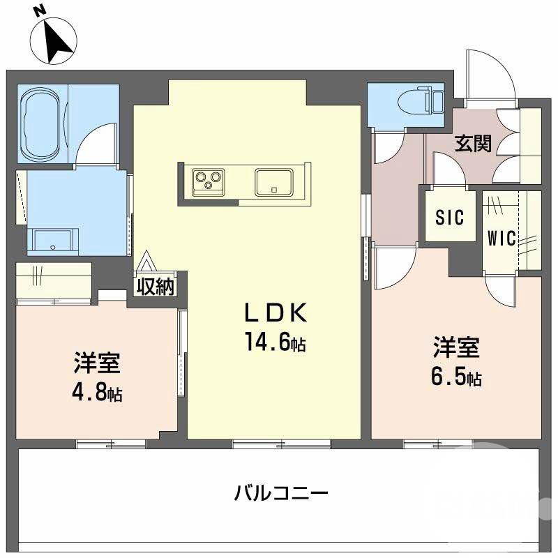 浜寺諏訪森町西の完工年月(2026年1月)築の賃貸マンションの間取り