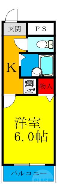 大桐の完工年月(1996年4月)築の賃貸マンションの間取り