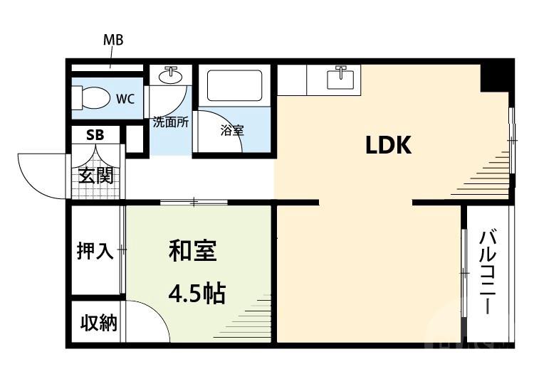 岸部北の完工年月(1985年4月)築の賃貸マンションの間取り