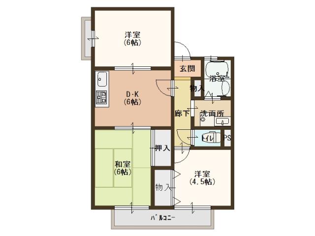 土塔町の完工年月(1995年10月)築の賃貸アパートの間取り