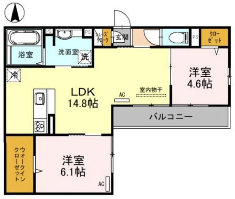 北長尾町の完工年月(2023年2月)築の賃貸アパートの間取り