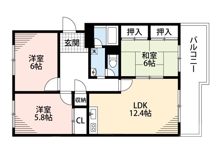 山田東の完工年月(1989年4月)築の賃貸マンションの間取り
