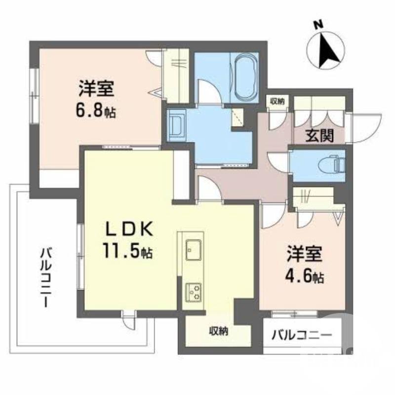 浜寺元町の完工年月(2023年12月)築の賃貸マンションの間取り