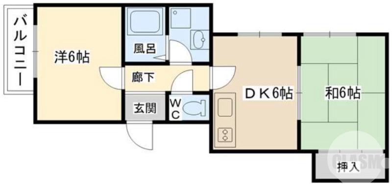 深井清水町の完工年月(1989年1月)築の賃貸マンションの間取り