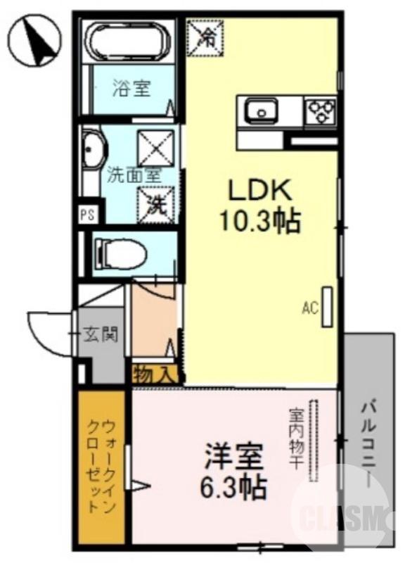 一条通の完工年月（2019年1月）築の賃貸アパートの間取り