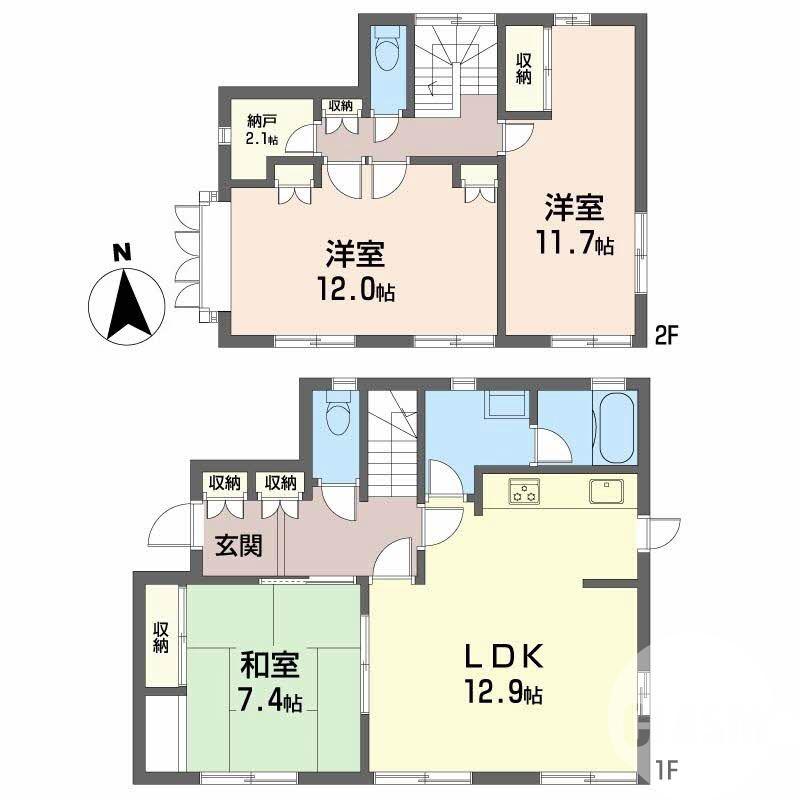 高倉台の完工年月(1991年1月)築の賃貸一戸建ての間取り