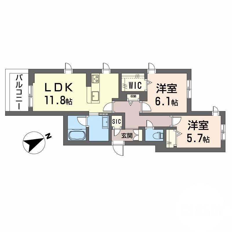 浜寺昭和町の完工年月(2025年11月)築の賃貸マンションの間取り