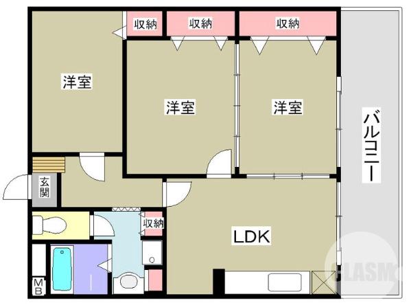 材木町西の完工年月(1991年3月)築の賃貸マンションの間取り