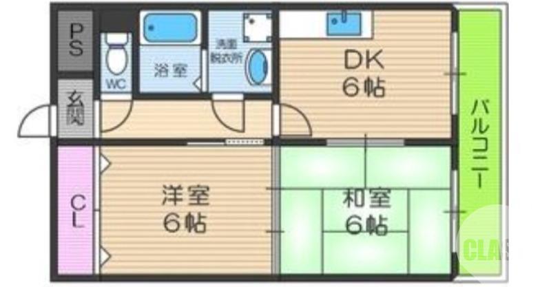錦綾町の完工年月(1991年1月)築の賃貸マンションの間取り
