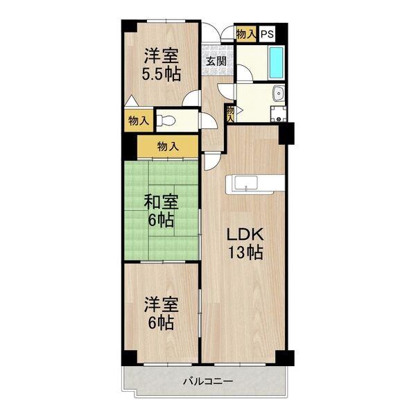 沢良宜西の完工年月(1999年4月)築の賃貸マンションの間取り