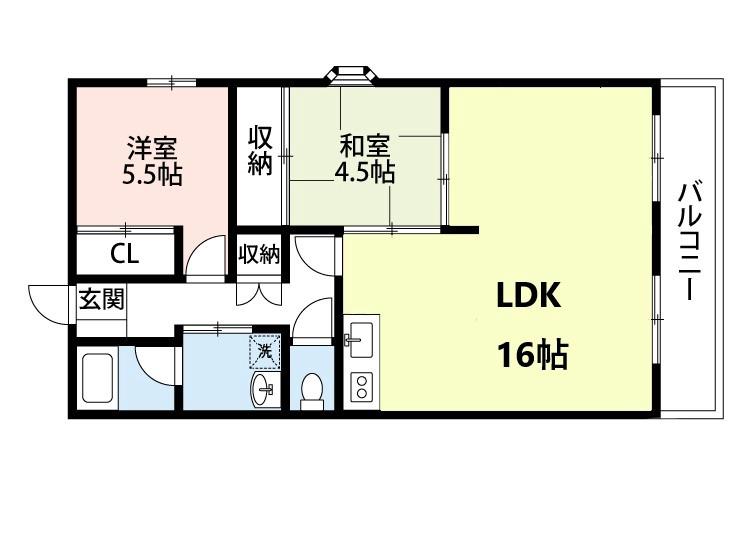 鳥飼和道の完工年月(1994年10月)築の賃貸マンションの間取り