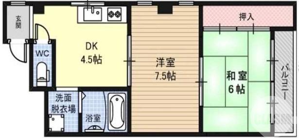 向陵東町の完工年月(1987年10月)築の賃貸マンションの間取り
