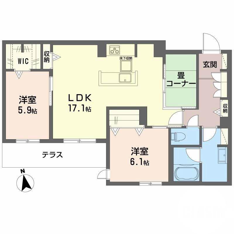 浜寺元町の完工年月(2025年12月)築の賃貸マンションの間取り