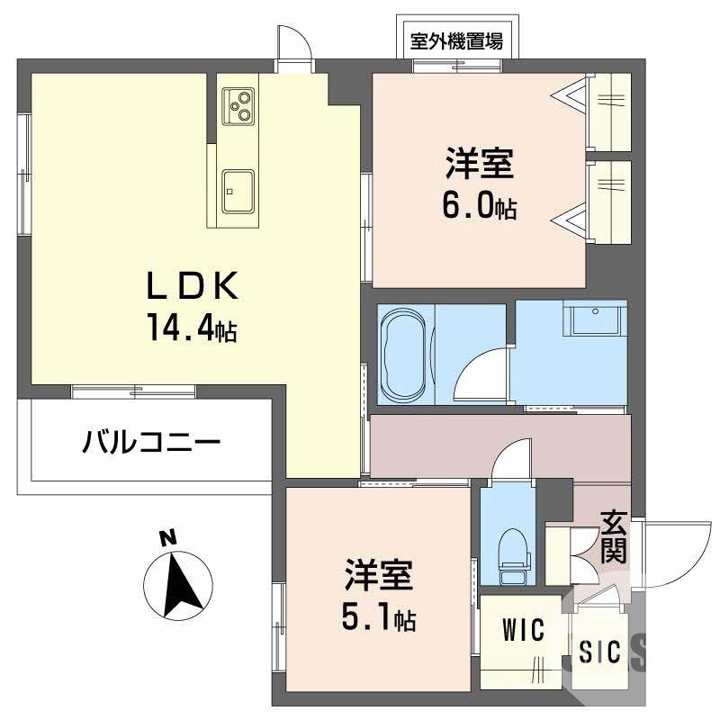 浜寺元町の完工年月(2025年12月)築の賃貸マンションの間取り
