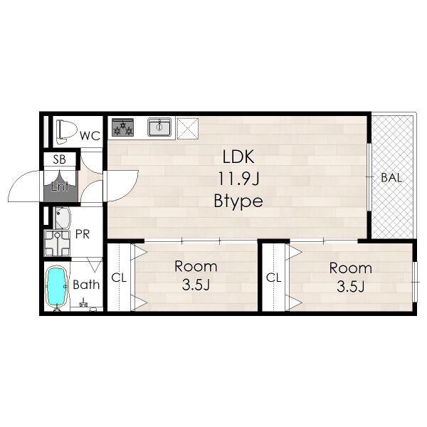 山手町の完工年月(2025年8月)築の賃貸アパートの間取り