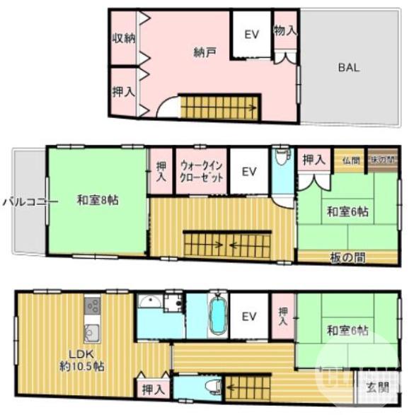 中安井町の完工年月(2004年2月)築の賃貸一戸建ての間取り