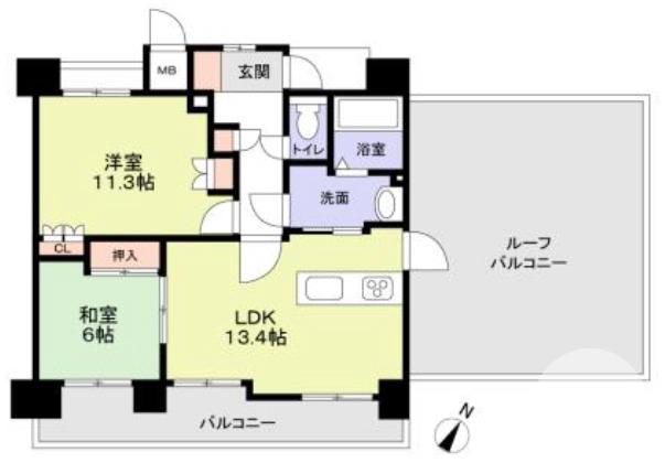 新檜尾台の完工年月(1998年6月)築の賃貸マンションの間取り
