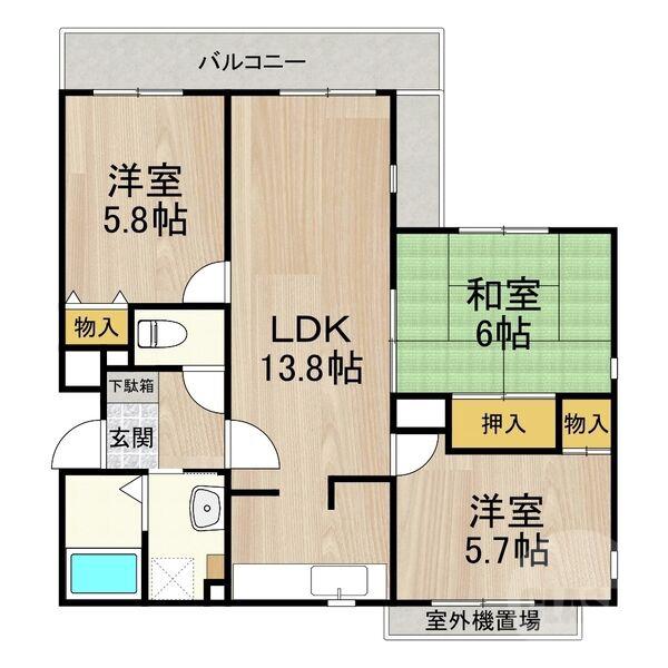 若園町の完工年月(2000年7月)築の賃貸マンションの間取り