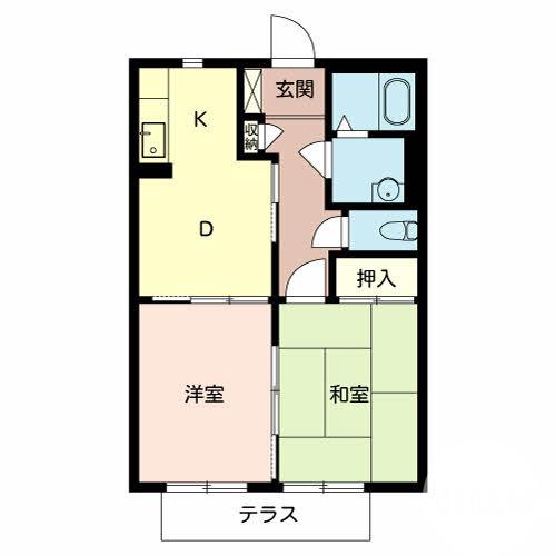 土塔町の完工年月(2000年9月)築の賃貸アパートの間取り