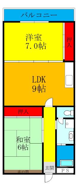豊新の完工年月(1988年1月)築の賃貸マンションの間取り