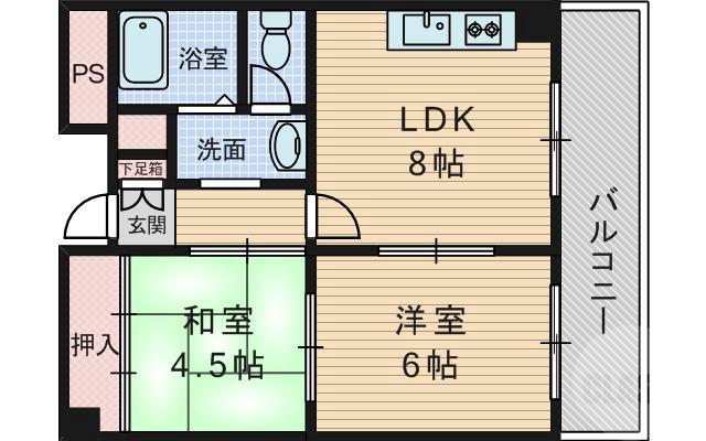 豊新の完工年月(1972年7月)築の賃貸マンションの間取り