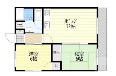 千里丘上の完工年月(1976年3月)築の賃貸マンションの間取り