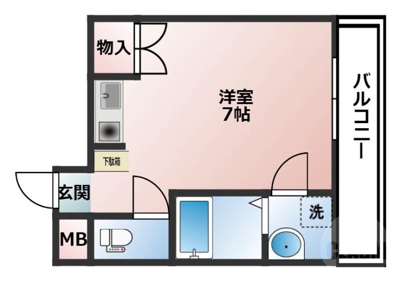 浜の完工年月(1998年1月)築の賃貸マンションの間取り