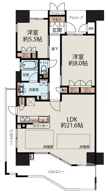 上野芝町の完工年月(2010年1月)築の賃貸マンションの間取り