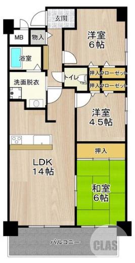 宿屋町西の完工年月(1998年3月)築の賃貸マンションの間取り