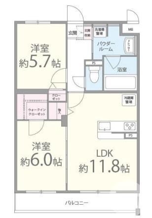 旭ヶ丘中町の完工年月(2014年2月)築の賃貸マンションの間取り