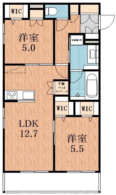 文の里の完工年月(2025年12月)築の賃貸マンションの間取り