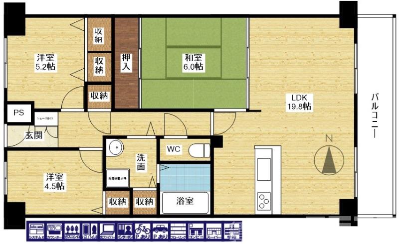 ファミールハイツ北大阪1号棟の間取り
