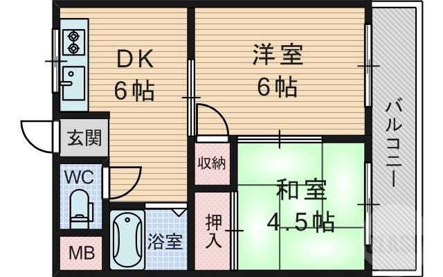 豊里の完工年月(1978年11月)築の賃貸マンションの間取り