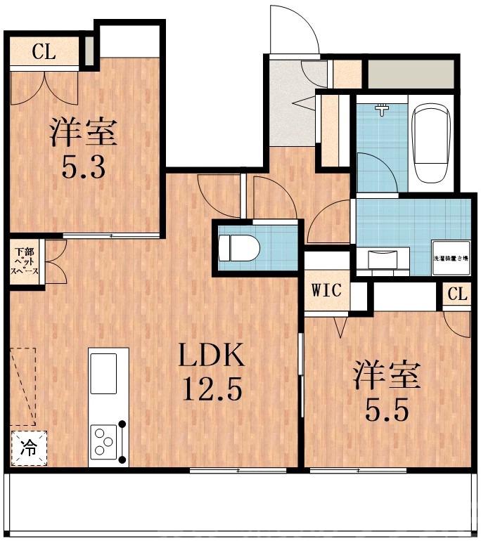文の里の完工年月(2025年12月)築の賃貸マンションの間取り