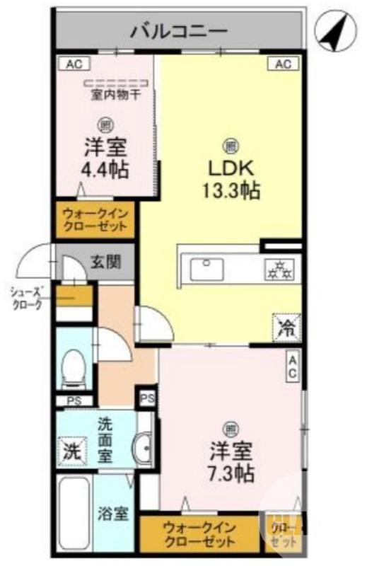 百舌鳥本町の完工年月(2025年11月)築の賃貸アパートの間取り