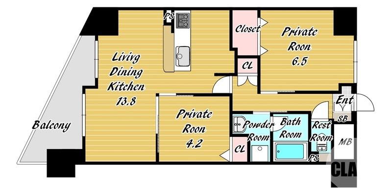 百舌鳥梅北町の完工年月(2014年4月)築の賃貸マンションの間取り